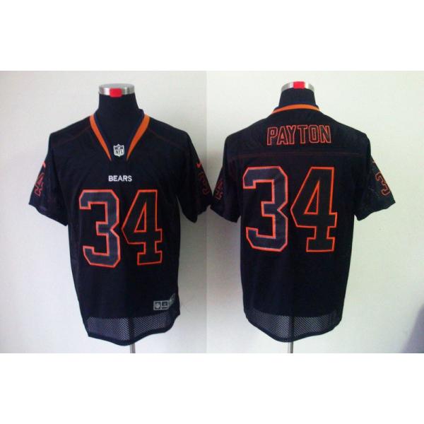 [NEW,Lights-Out]Walter Payton Football Jersey -Chicago #34 Black Jersey