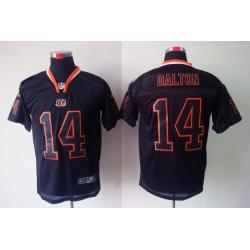 [NEW,Lights-Out]Andy Dalton Football Jersey -Cincinnati #14 Black Jersey