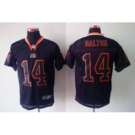 [NEW,Lights-Out]Andy Dalton Football Jersey -Cincinnati #14 Black Jersey