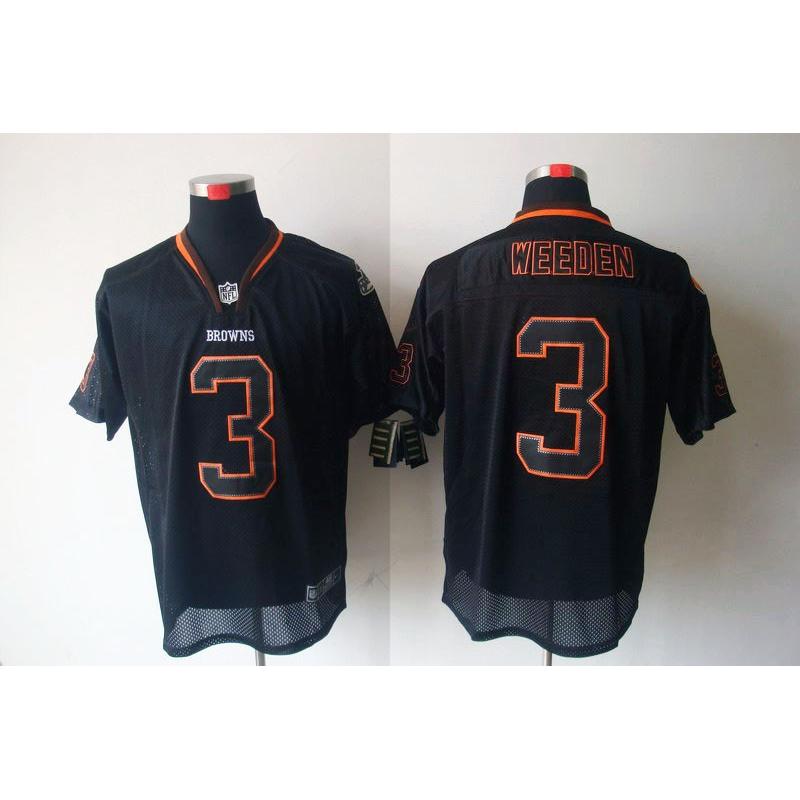 [NEW,Lights-Out]Brandon Weeden Football Jersey -Cleveland #3 Black Jersey