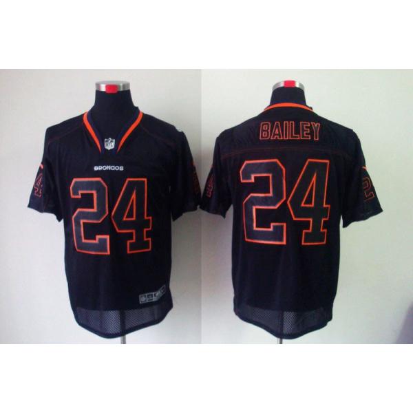 [NEW,Lights-Out]Champ Bailey Football Jersey -Denver #24 Black Jersey