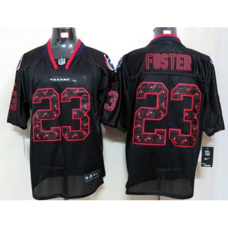 [NEW,Lights-Out with logos]Arian Foster Football Jersey -Houston #23 Black Jersey