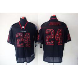 [NEW,Lights-Out with logos]Johnathan Joseph Football Jersey -Houston #24 Black Jersey