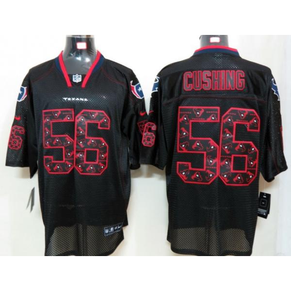 [NEW,Lights-Out with logos]Brian Cushing Football Jersey -Houston #56 Black Jersey