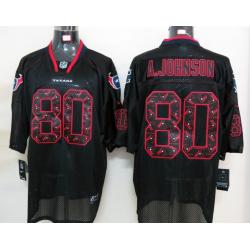 [NEW,Lights-Out with logos]Andre Johnson Football Jersey -Houston #80 Black Jersey