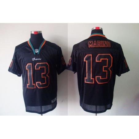 [NEW,Lights-Out]Dan Marino Football Jersey -Miami #13 Black Jersey