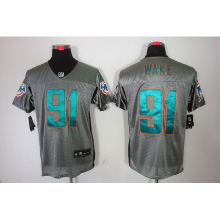 [NEW,Gray-Shadow]Cameron Wake Football Jersey -Miami #91 Gray Jersey