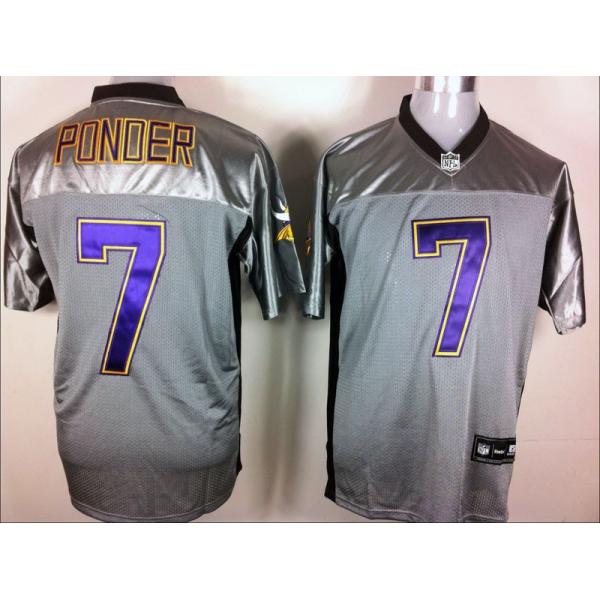 [Rbk,Gray-Shadow]Christian Ponder Football Jersey -Minnesota #7 Gray Jersey