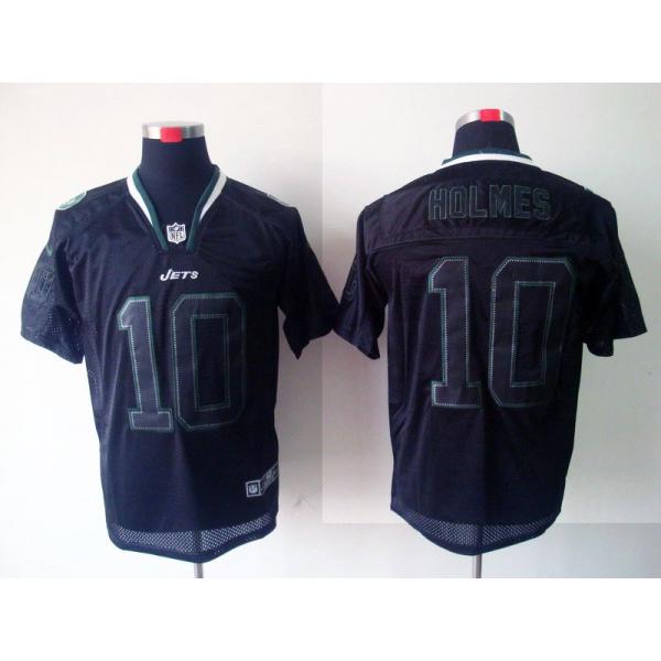 [NEW,Lights-Out]Santonio Holmes Football Jersey -NY-J #10 Black Jersey