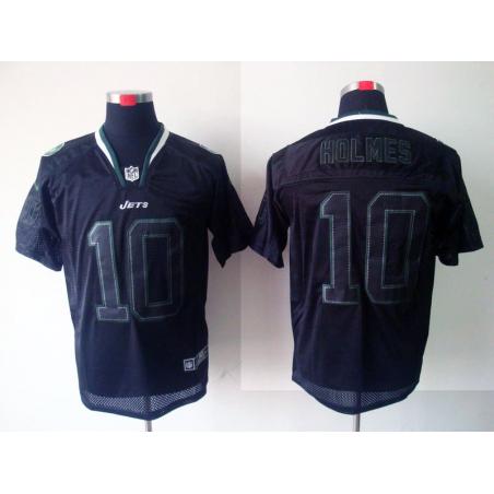 [NEW,Lights-Out]Santonio Holmes Football Jersey -NY-J #10 Black Jersey