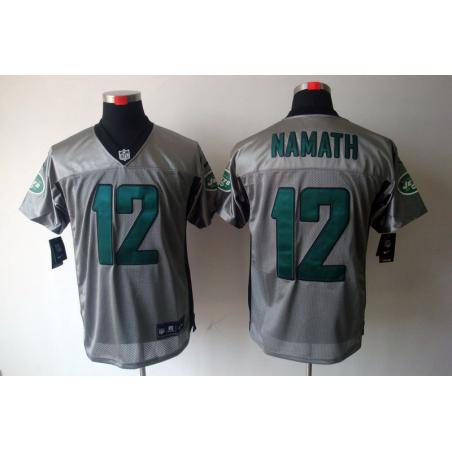 [NEW,Gray-Shadow]Joe Namath Football Jersey -NY-J #12 Gray Jersey