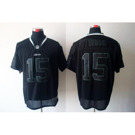 [NEW,Lights-Out]Tim Tebow Football Jersey -NY-J #15 Black Jersey