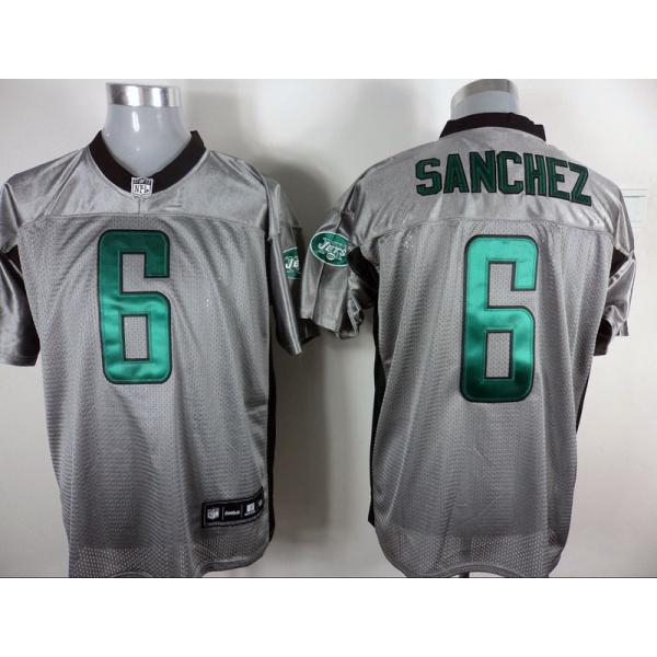 [Rbk,Gray-Shadow]Mark Sanchez Football Jersey -NY-J #6 Gray Jersey