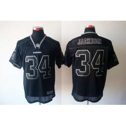 [NEW,Lights-Out]Bo Jackson Football Jersey -Oakland #34 Black Jersey