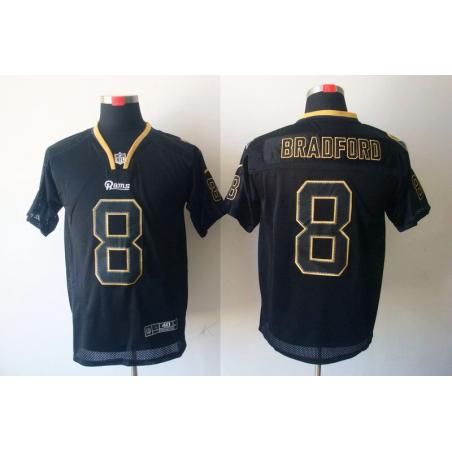 [NEW,Lights-Out]Sam Bradford Football Jersey -St. Louis  #8 Black Jersey