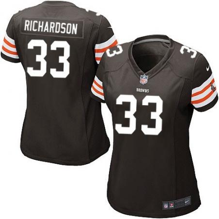 RICHARDSON Cleveland #33 Womens Football Jersey - Trent Richardson Womens Football Jersey (Brown)_Free Shipping