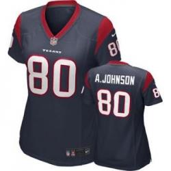 JOHNSON Houston #80 Womens Football Jersey - Andre Johnson Womens Football Jersey (Blue)_Free Shipping