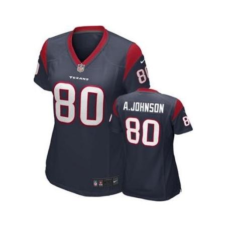 JOHNSON Houston #80 Womens Football Jersey - Andre Johnson Womens Football Jersey (Blue)_Free Shipping