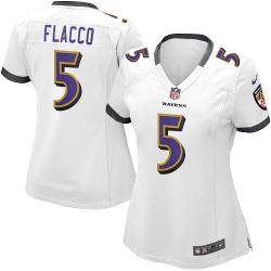 FLACCO Baltimore #5 Womens Football Jersey - Joe Flacco Womens Football Jersey (White)_Free Shipping