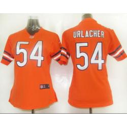 URLACHER Chicago #54 Womens Football Jersey - Brian Urlacher Womens Football Jersey (Orange)_Free Shipping