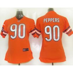 PEPPERS Chicago #90 Womens Football Jersey - Julius Peppers Womens Football Jersey (Orange)_Free Shipping