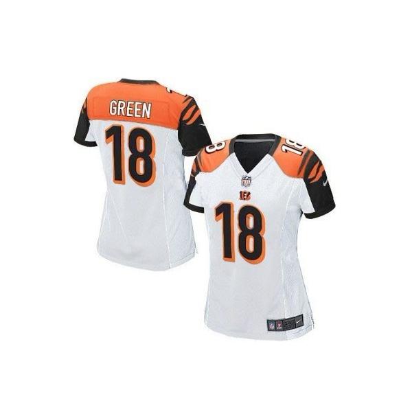 GREEN Cincinnati #18 Womens Football Jersey - A.J. Green Womens Football Jersey (White)_Free Shipping