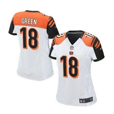 GREEN Cincinnati #18 Womens Football Jersey - A.J. Green Womens Football Jersey (White)_Free Shipping