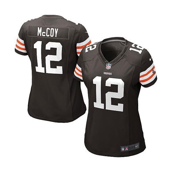 MCCOY Cleveland #12 Womens Football Jersey - Colt McCoy Womens Football Jersey (Brown)_Free Shipping