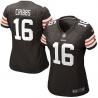 CRIBBS Cleveland #16 Womens Football Jersey - Joshua Cribbs Womens Football Jersey (Brown)_Free Shipping