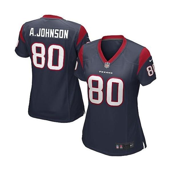 JOHNSON Houston #80 Womens Football Jersey - Andre Johnson Womens Football Jersey (Blue)_Free Shipping