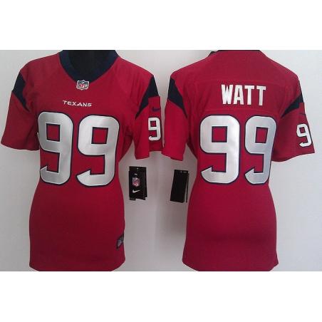 WATT Houston #99 Womens Football Jersey - J.J. Watt Womens Football Jersey (Red)_Free Shipping