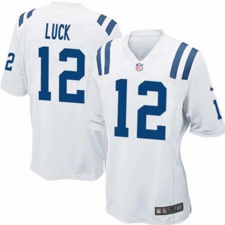 LUCK Indianapolis #12 Womens Football Jersey - Andrew Luck Womens Football Jersey (White)_Free Shipping