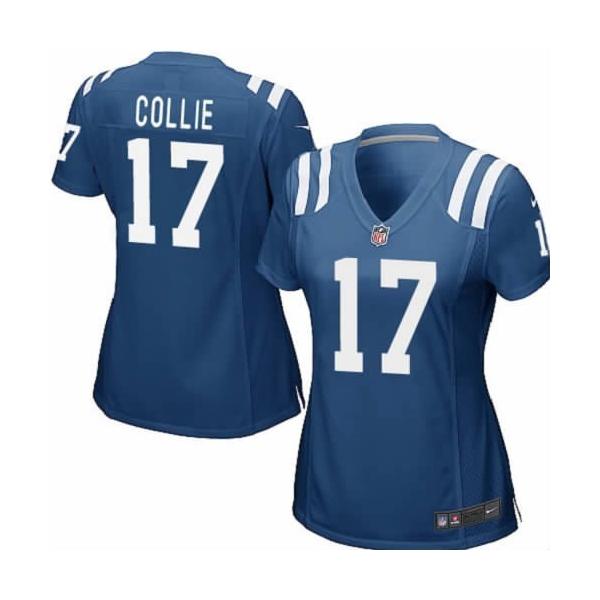 COLLIE Indianapolis #17 Womens Football Jersey - Austin Collie Womens Football Jersey (Blue)_Free Shipping