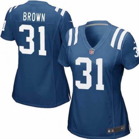 BROWN Indianapolis #31 Womens Football Jersey - Donald Brown Womens Football Jersey (Blue)_Free Shipping