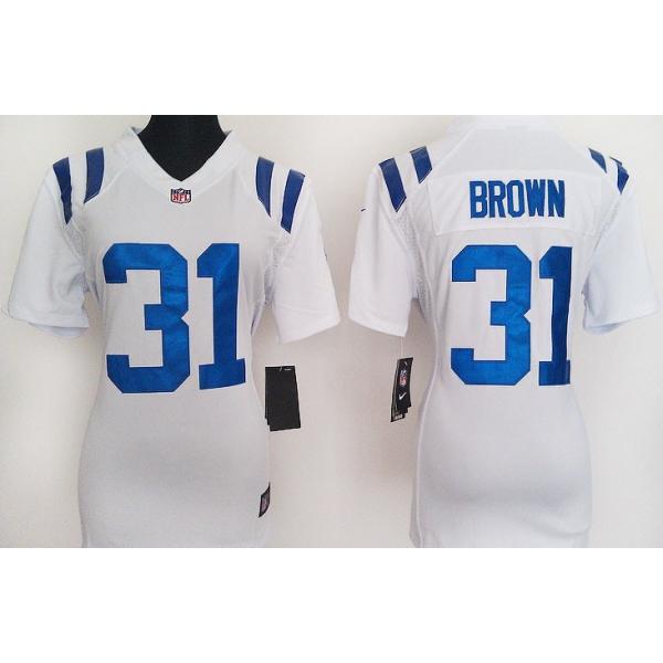 BROWN Indianapolis #31 Womens Football Jersey - Donald Brown Womens Football Jersey (White)_Free Shipping