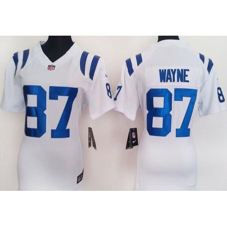 WAYNE Indianapolis #87 Womens Football Jersey - Reggie Wayne Womens Football Jersey (White)_Free Shipping