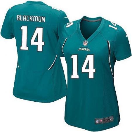 BLACKMON Jacksonville #14 Womens Football Jersey - Justin Blackmon Womens Football Jersey (Green)_Free Shipping