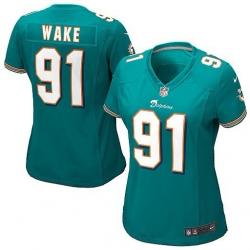 WAKE Miami #91 Womens Football Jersey - Cameron Wake Womens Football Jersey (Green)_Free Shipping