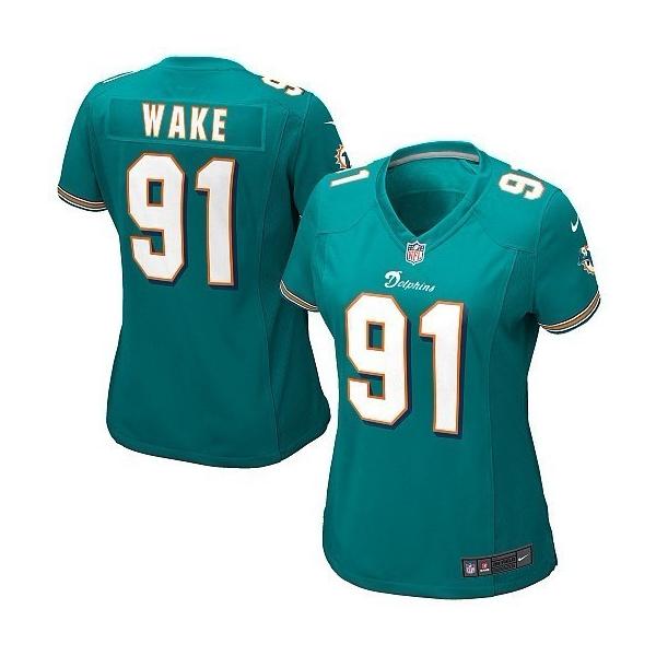 WAKE Miami #91 Womens Football Jersey - Cameron Wake Womens Football Jersey (Green)_Free Shipping