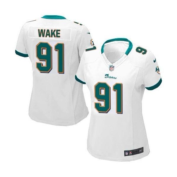 WAKE Miami #91 Womens Football Jersey - Cameron Wake Womens Football Jersey (White)_Free Shipping