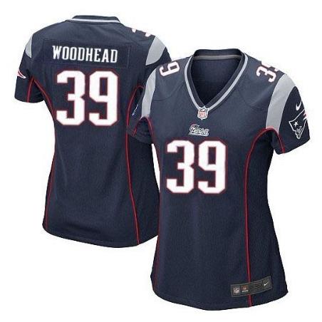 WOODHEAD New England #39 Womens Football Jersey - Danny Woodhead Womens Football Jersey (Blue)_Free Shipping