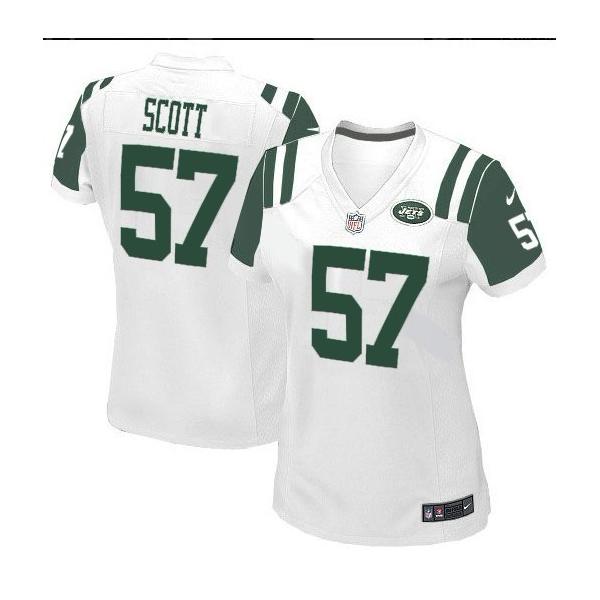 SCOTT NY-Jet #57 Womens Football Jersey - Bart Scott Womens Football Jersey (White)_Free Shipping