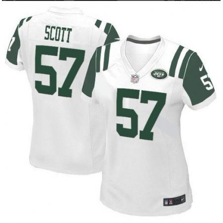 SCOTT NY-Jet #57 Womens Football Jersey - Bart Scott Womens Football Jersey (White)_Free Shipping