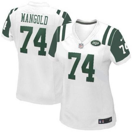 MANGOLD NY-Jet #74 Womens Football Jersey - Nick Mangold Womens Football Jersey (White)_Free Shipping