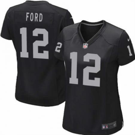 FORD Oakland #12 Womens Football Jersey - Jacoby Ford Womens Football Jersey (Black)_Free Shipping