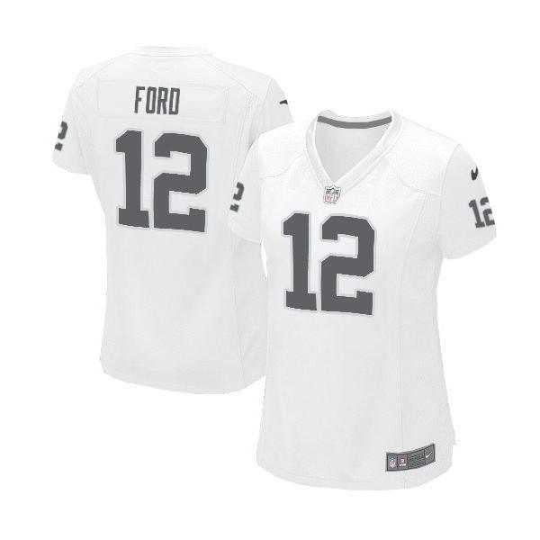 FORD Oakland #12 Womens Football Jersey - Jacoby Ford Womens Football Jersey (White)_Free Shipping