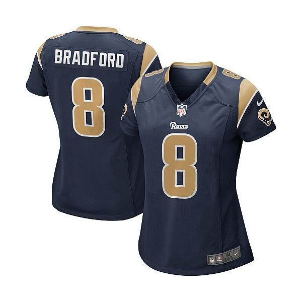 BRADFORD St Louis #8 Womens Football Jersey - Sam Bradford Womens Football Jersey (Blue)_Free Shipping