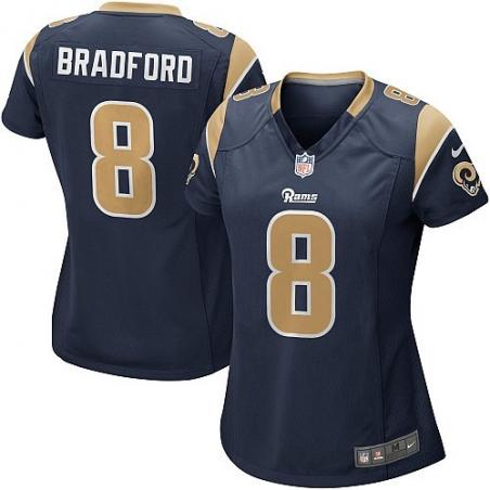 BRADFORD St Louis #8 Womens Football Jersey - Sam Bradford Womens Football Jersey (Blue)_Free Shipping