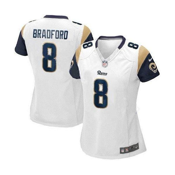 BRADFORD St Louis #8 Womens Football Jersey - Sam Bradford Womens Football Jersey (White)_Free Shipping