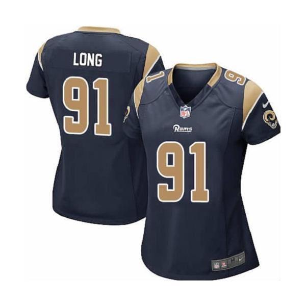 LONG St Louis #91 Womens Football Jersey - Chris Long Womens Football Jersey (Blue)_Free Shipping